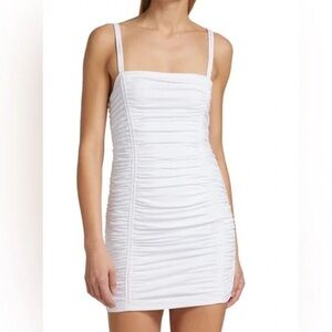 Susana Monaco White Ruched Midi Dress